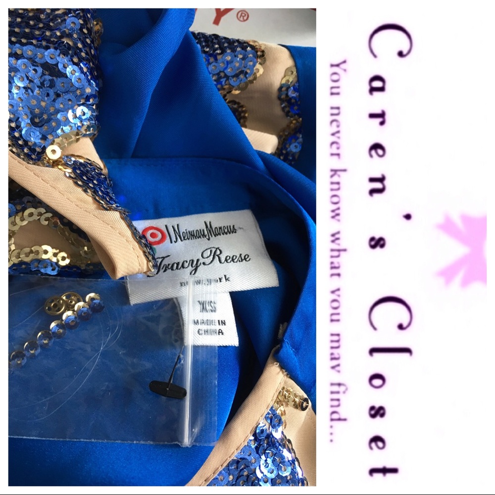 NWT Tracy Reese Royal Blue & Nude Sequined Top - Picture 3 of 7